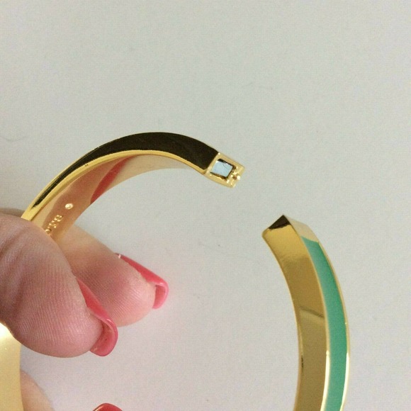 Talbots Clamper Bangle Bracelet Green Enamel Gold - Picture 6 of 7